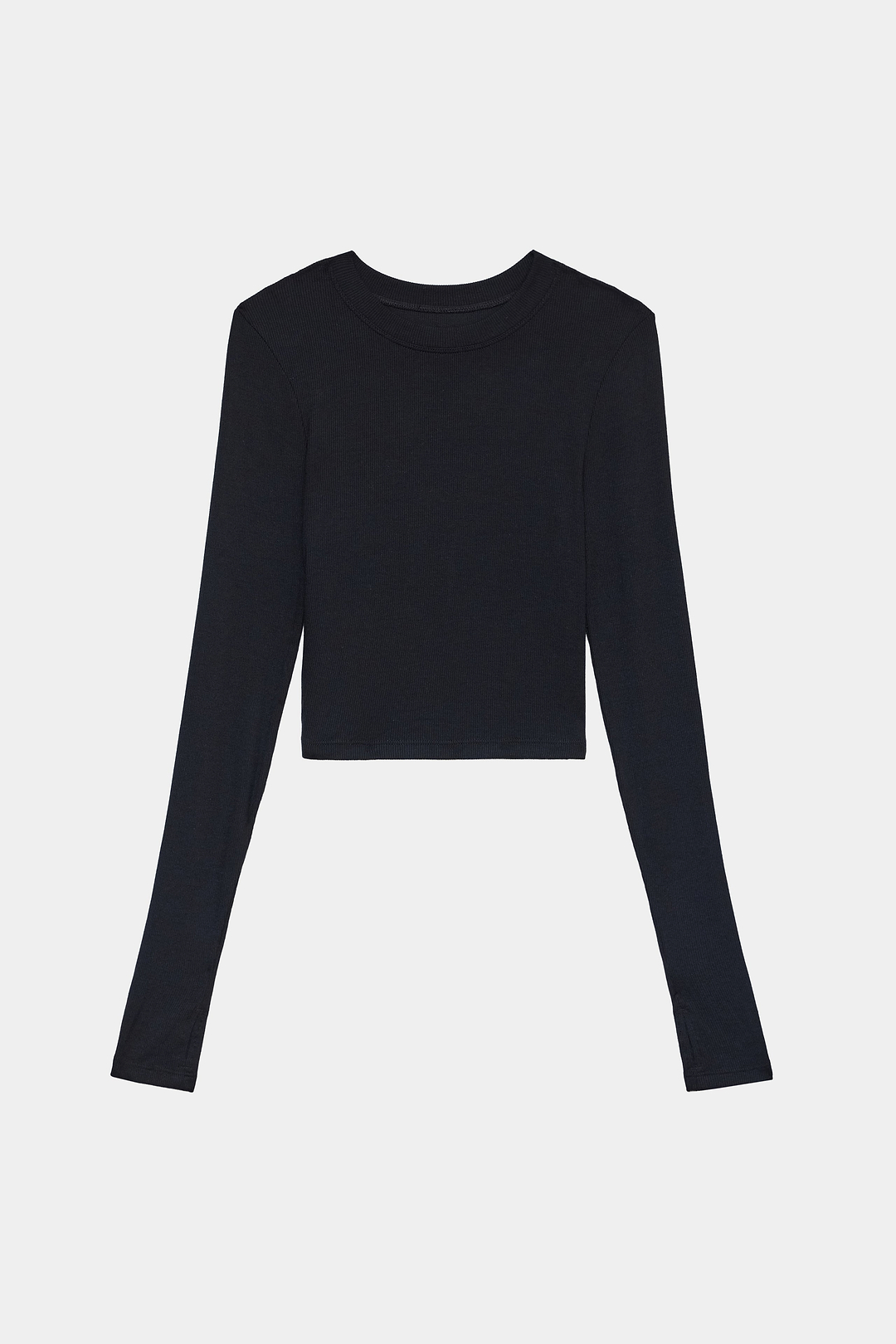 Louise Rib Long Sleeve Crop - Black – SPLITS59
