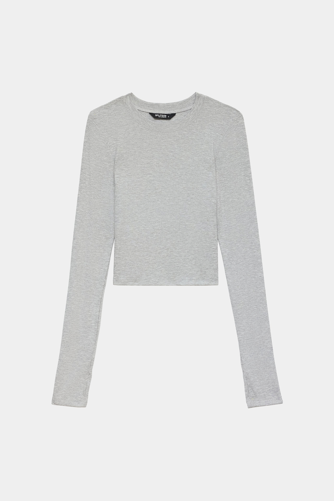 Louise Rib Long Sleeve Crop - Heather Grey – SPLITS59