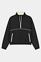 The SPLITS59 Lyle Woven Nylon Pullover in Black/Creme features a half-zip front, stand-up collar, cream trim, two zippered pockets, and elastic cuffs. Made from nylon with a hint of spandex for comfort and flexibility.