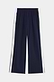 Maxie Rigor Track Pant by SPLITS59, featuring a navy color with an elastic waistband and white side stripes, showcased on a plain background.