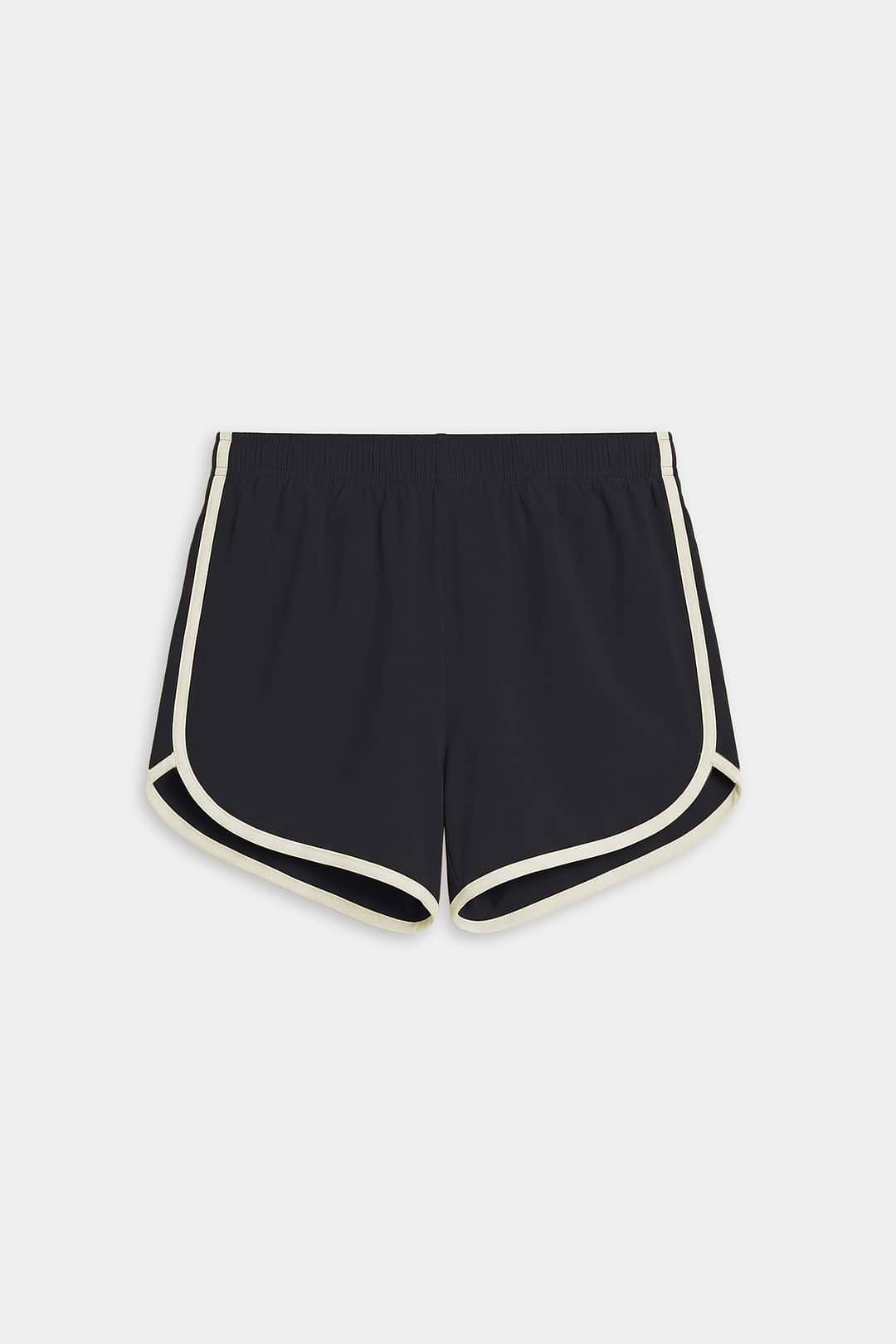 Megan Woven Nylon Run Short - Black/Creme – SPLITS59