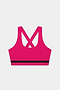 The SPLITS59 Miles Rigor Bra in Sangria/Black features smooth nylon-spandex fabric, a black bottom band, and crisscross back straps, shown on a plain white background.