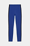 The SPLITS59 Clare High Waist Rigor 7/8 leggings in cobalt with black side panels, made from Rigor fabric, are shown flat on a white background—ideal for gym workouts.