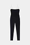 The Monah Rigor Jumpsuit 7/8 - Black/White by SPLITS59 is a black sleeveless jumpsuit with white straps, fitted stretch silhouette, and 7/8 length legs, shown on a white background.