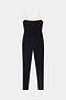 The Monah Rigor Jumpsuit 7/8 - Black/White by SPLITS59 is a black sleeveless jumpsuit with white straps, fitted stretch silhouette, and 7/8 length legs, shown on a white background.