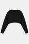 The SPLITS59 Noah Fleece Crop Sweatshirt in black features long sleeves, a crew neckline, and dance-inspired design—made in Los Angeles and shown flat on a white background.
