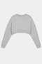 The SPLITS59 Noah Fleece Crop Sweatshirt in heather grey is a long-sleeve, soft modal-spandex blend top with a cropped fit, displayed against a plain white background.