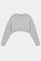The SPLITS59 Noah Fleece Crop Sweatshirt in heather grey is a long-sleeve, soft modal-spandex blend top with a cropped fit, displayed against a plain white background.