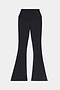 Raquel Crossover Supplex Flare - Black by SPLITS59, high-waisted flared leggings made from a soft nylon-spandex blend with a crossover waistband, displayed laid flat on a white background.