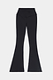 Raquel Crossover Supplex Flare - Black by SPLITS59, high-waisted flared leggings made from a soft nylon-spandex blend with a crossover waistband, displayed laid flat on a white background.