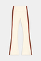 Raquel High Waist Supplex Flare - Creme/Terracotta by SPLITS59: cream flared stretch pants with red and brown side stripes, displayed on a white background.