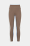 The SPLITS59 Sam High Waist Rigor 7/8 leggings in Lentil/White feature a compressive fit with white and light blue side panels, displayed on a plain white background.