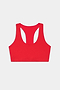 The SPLITS59 Sara Airweight Bra in Pirate Red is shown flat on a white background—ideal for Pilates or hot yoga.