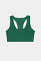 SPLITS59 Sara Airweight Bra in Arugula shown from the back, laid flat on a white background—providing ideal support for hot yoga or Pilates.