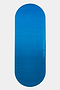 A blue oval eco-rubber yoga mat called The Skye Mat by SPLITS59, featuring the brand’s logo printed on one end, displayed on a plain light background.