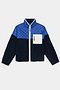 The Skylar Sherpa Jacket - Indigo/Cobalt by SPLITS59 features blue quilted polyester, black fleece, a white front zipper, and a zippered white chest pocket.