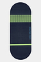 Introducing The Sloan Mat by SPLITS59—a dark blue rectangular yoga mat with rounded corners, accented by lime green stripes and branded with “SPLITS59” on the lower right side. Crafted with a sweat-proof surface and an eco-rubber base, this mat ensures superior grip and stability throughout your practice.