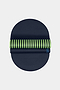 The SPLITS59 The Sloan Mat is a rolled-up navy blue yoga mat with green and navy stripes near one edge, featuring a sweat-proof surface and an eco-rubber base, displayed on a plain light background.