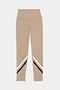The SPLITS59 Chevron Airweight High Waist 7/8 leggings in Latte/Indigo, made from ultra-luxe fabric, feature black and white diagonal stripes near the ankles and are displayed on a white background.