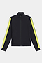 Discover the SPLITS59 Max Rigor Track Jacket in Black/Chartreuse, boasting bold yellow stripes on the sleeves, a full zip, and a high collar. Made from premium Rigor fabric for ultimate comfort and style, it pairs seamlessly with the Max Rigor Track Pant.