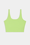 A SPLITS59 Sprint Rigor Bralette in Limeade, featuring wide shoulder straps and an ultra-light design for multi-sport performance, displayed on a plain white background.
