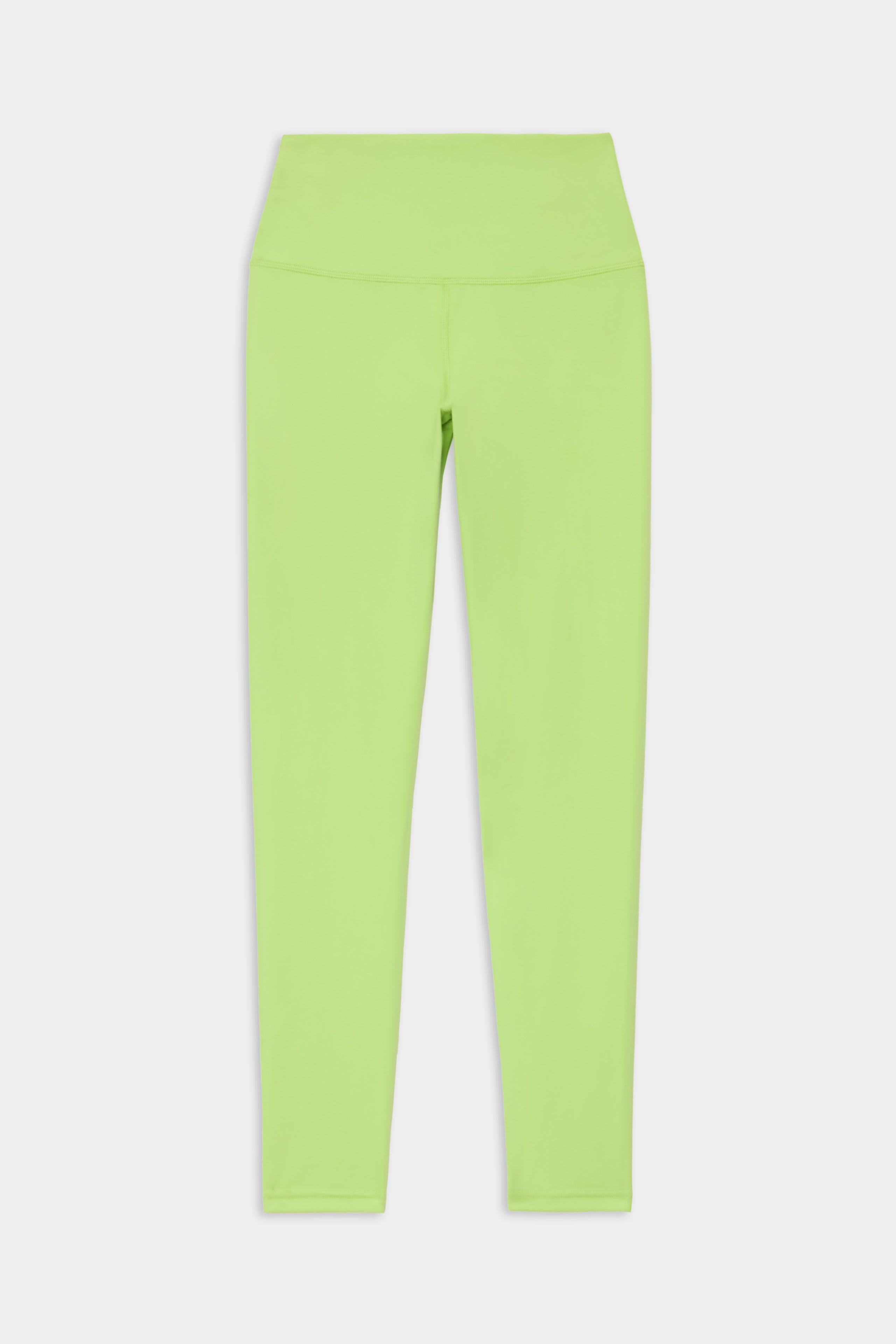The SPLITS59 Sprint High Waist Rigor 7/8 Leggings in Limeade, crafted from signature Rigor fabric and shown flat on a white backdrop, are the perfect blend of style and comfort for your workout.