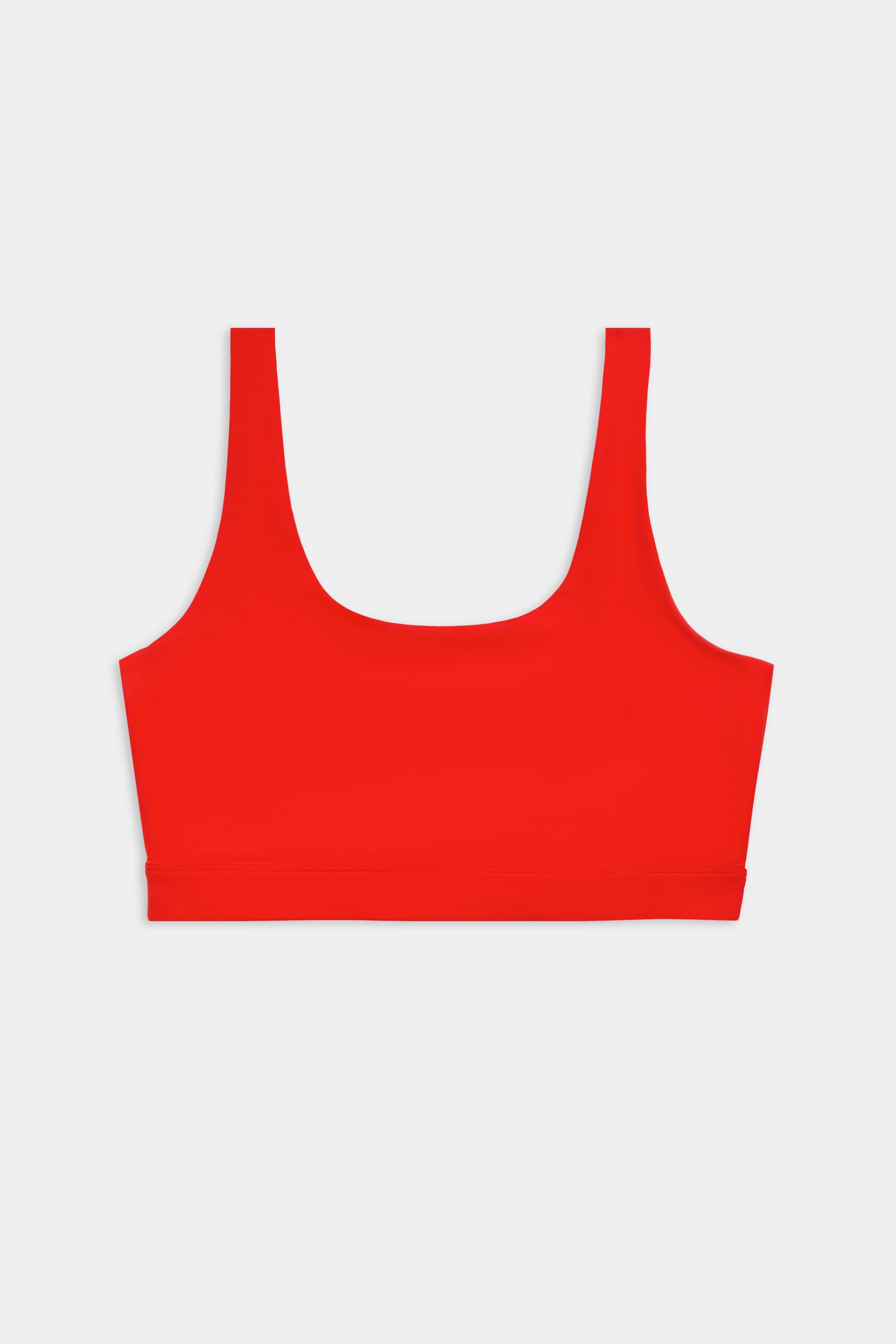 The SPLITS59 Sprint Rigor Bra in Lotus Red features a sleeveless design with a square neckline, shown flat on a white background—ideal for gym workouts and multi-sport performance.