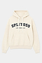 The Stella French Terry Oversized Hoodie in Creme by SPLITS59 is crafted from 100% cotton and features “SPLITS59 LOS ANGELES” printed in black and white lettering on the front, along with a front pocket and adjustable drawstrings.