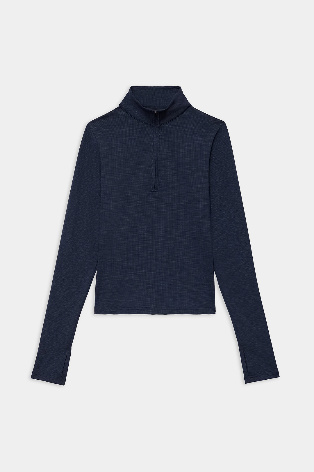 Stevie Active Rib Half Zip Waist Length - Heather Indigo – SPLITS59