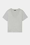 The SPLITS59 Georgia Jersey V-Neck in Heather Grey is a soft spandex short-sleeve t-shirt with a V-neck, shown laid flat on a white background.