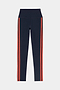 SPLITS59 Ella High Waist Airweight 7/8 - Indigo/Valencia high-waisted navy blue nylon leggings with dual vertical orange stripes down the sides.