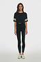 Djuna Oversized Crop Jersey Tee - Black/Creme