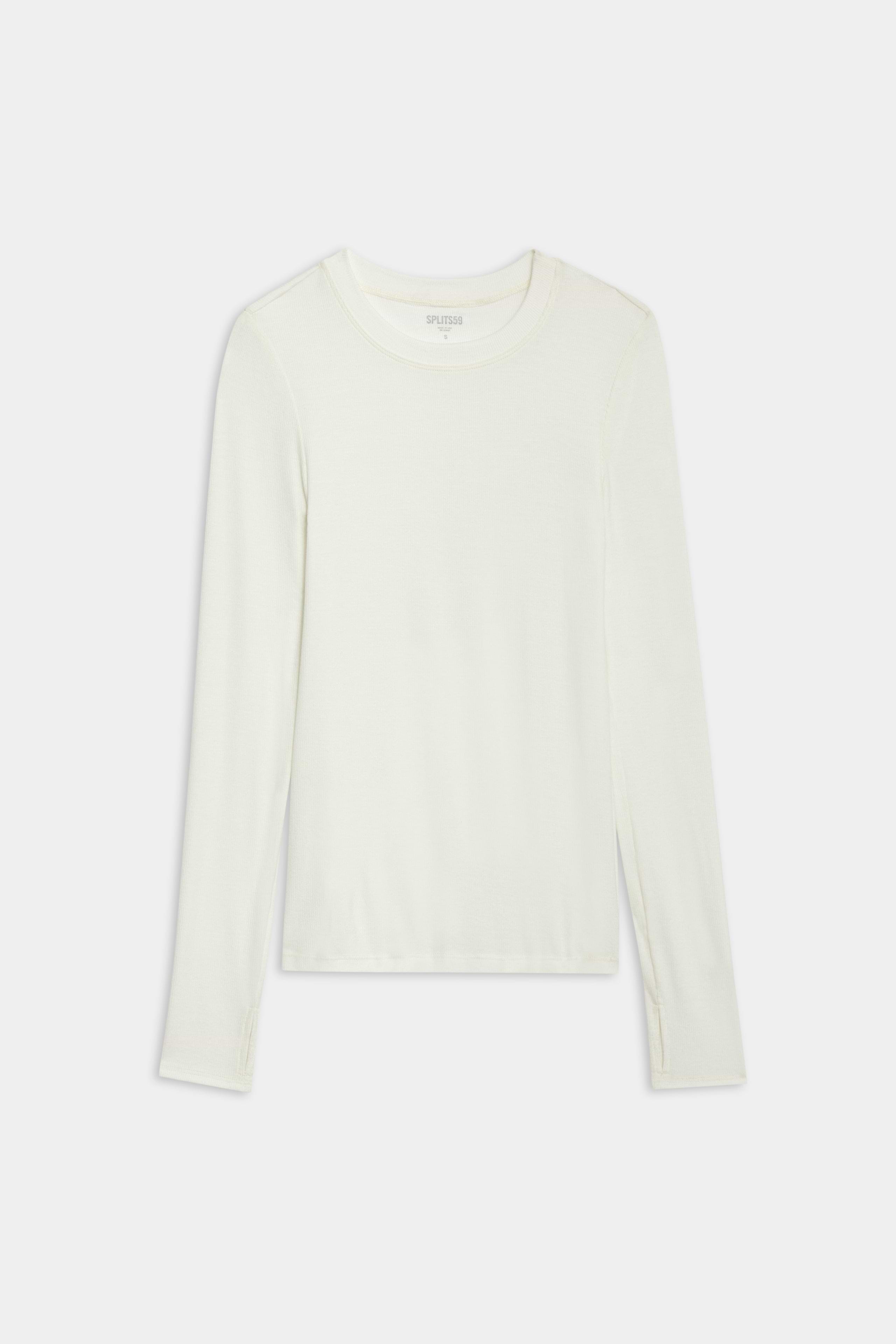 A SPLITS59 Louise Rib Long Sleeve - White shirt is perfect for gym workouts.