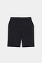 Flat view of black mid thigh bike shorts