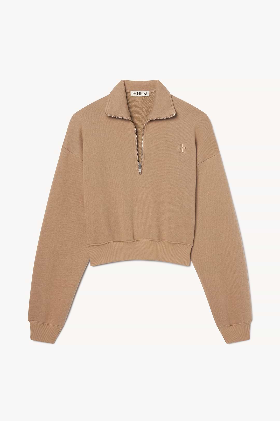 Cropped Half-zip Sweatshirt | French Terry | Taupe