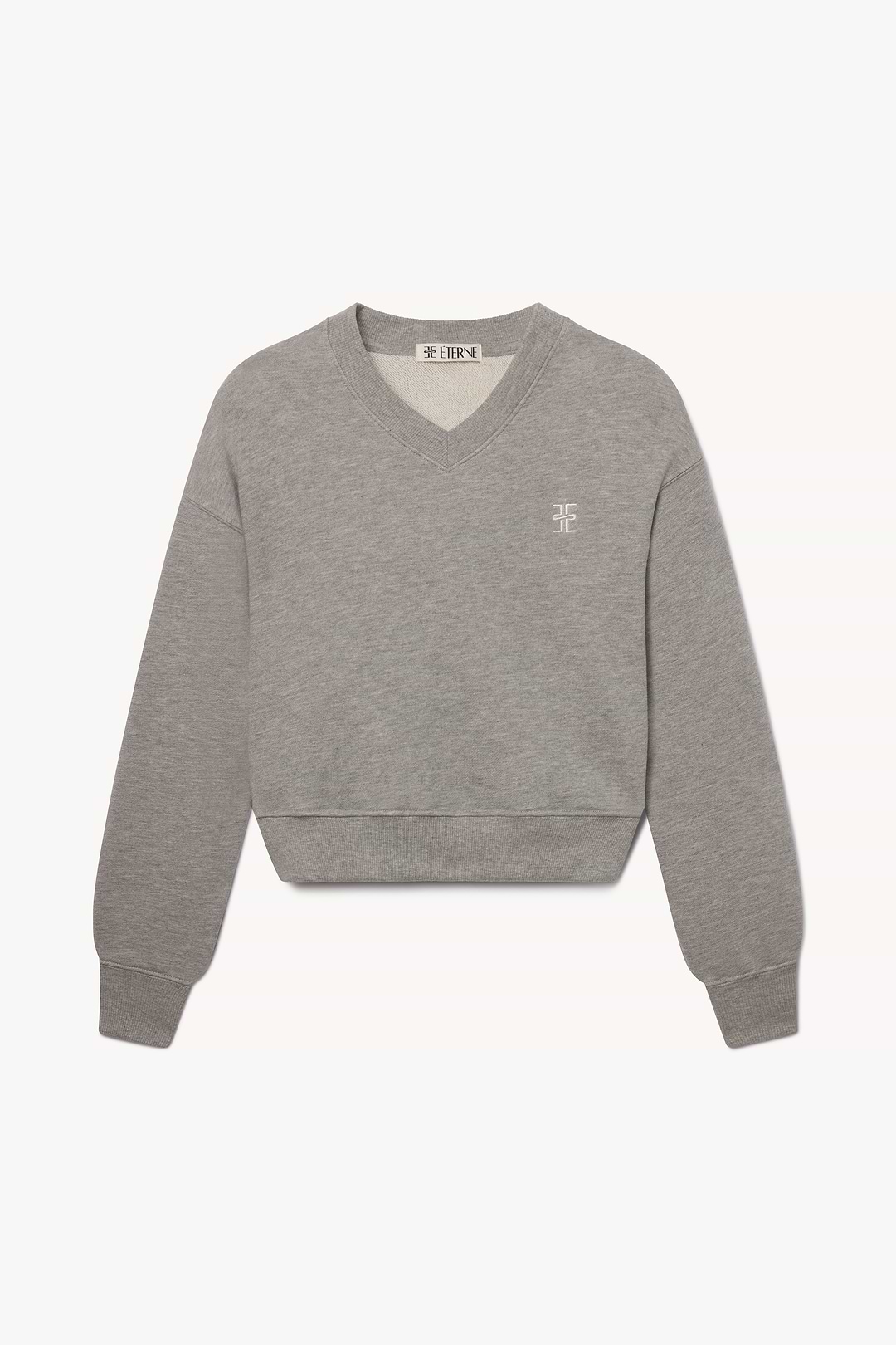 Cropped V-neck Sweatshirt | French Terry | Heather Grey