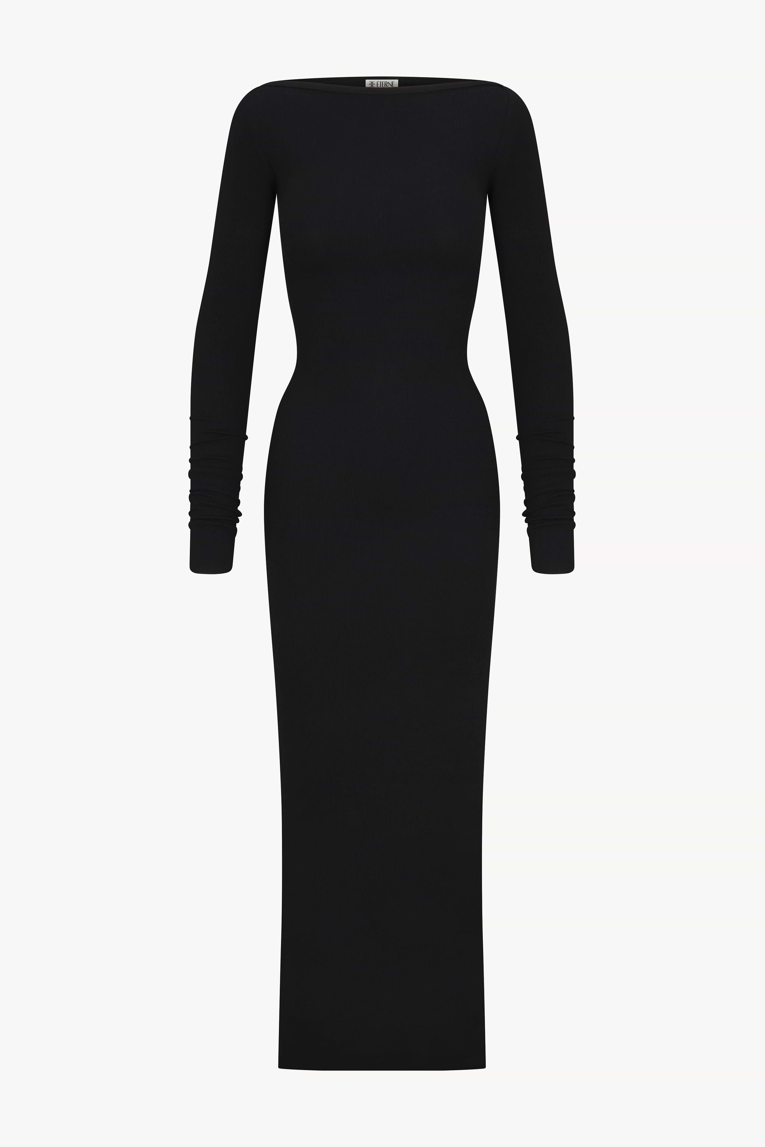 Eterne Long Sleeve Boatneck Maxi Dress in Black - Size XL Eterne Long Sleeve Boatneck Maxi Dress in Black - Size XL