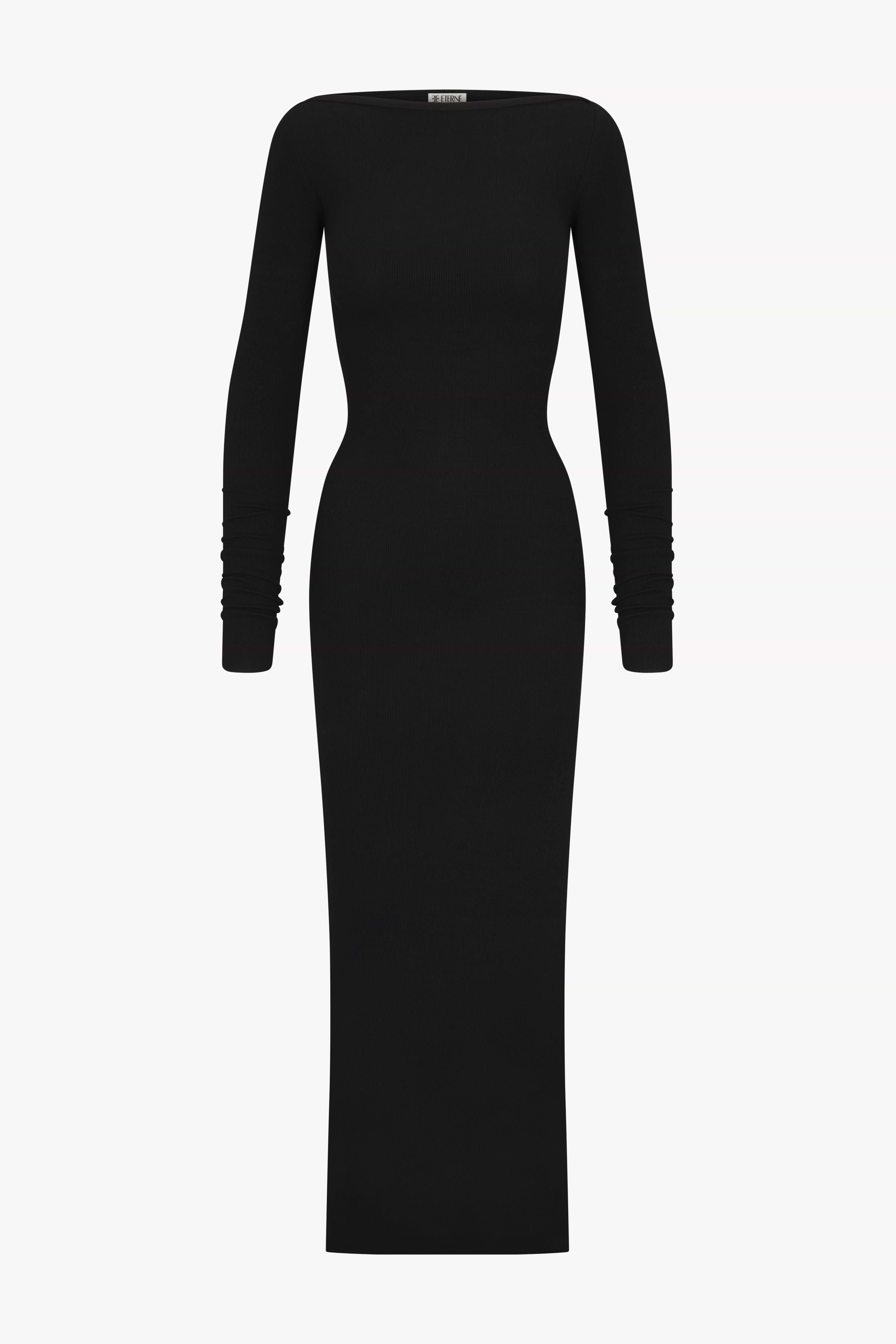 Eterne Long Sleeve Boatneck Maxi Dress in Black - Size XL Eterne Long Sleeve Boatneck Maxi Dress in Black - Size XL