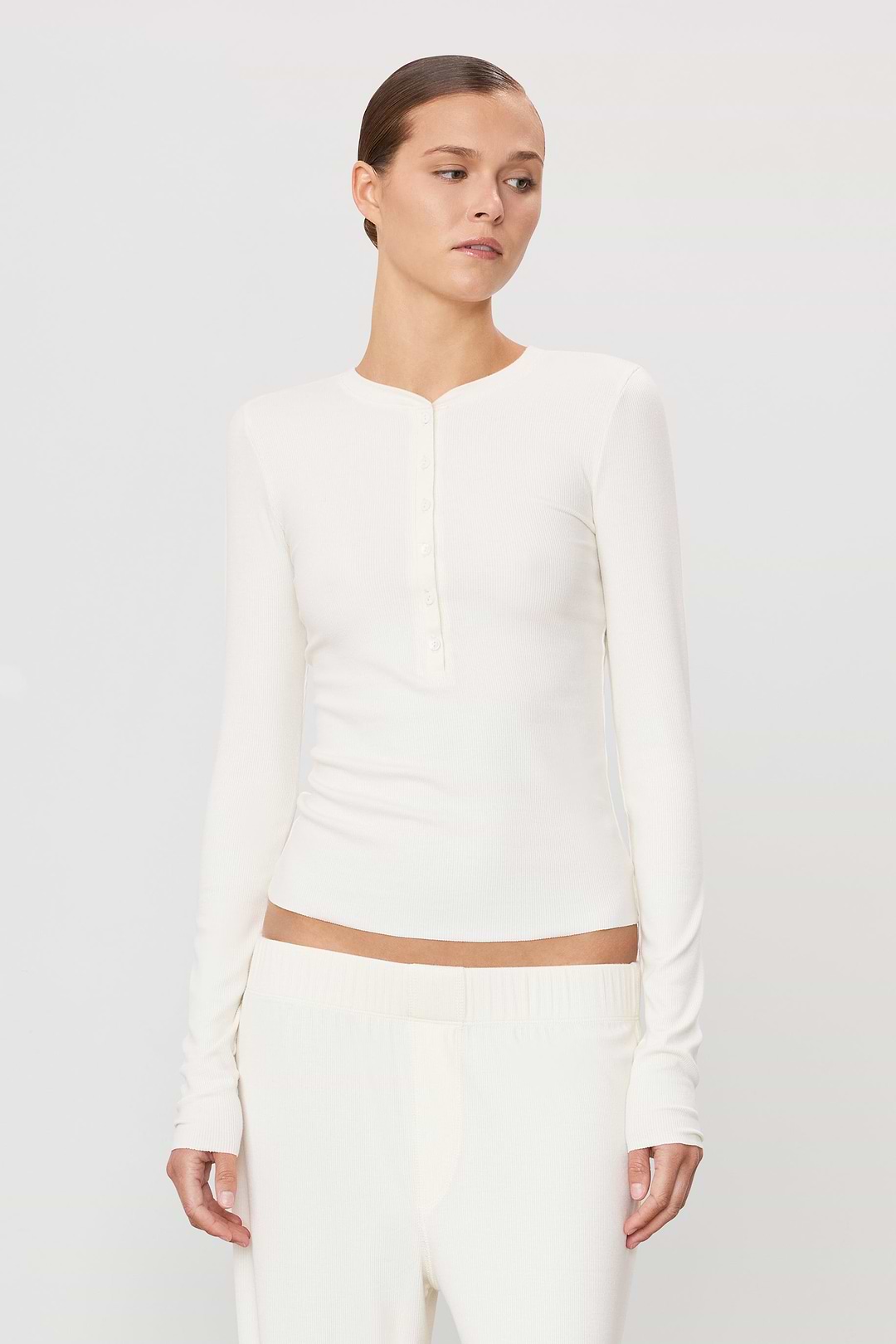 Long Sleeve Henley | Butter Rib | Cream Long Sleeve Henley | Butter Rib | Cream