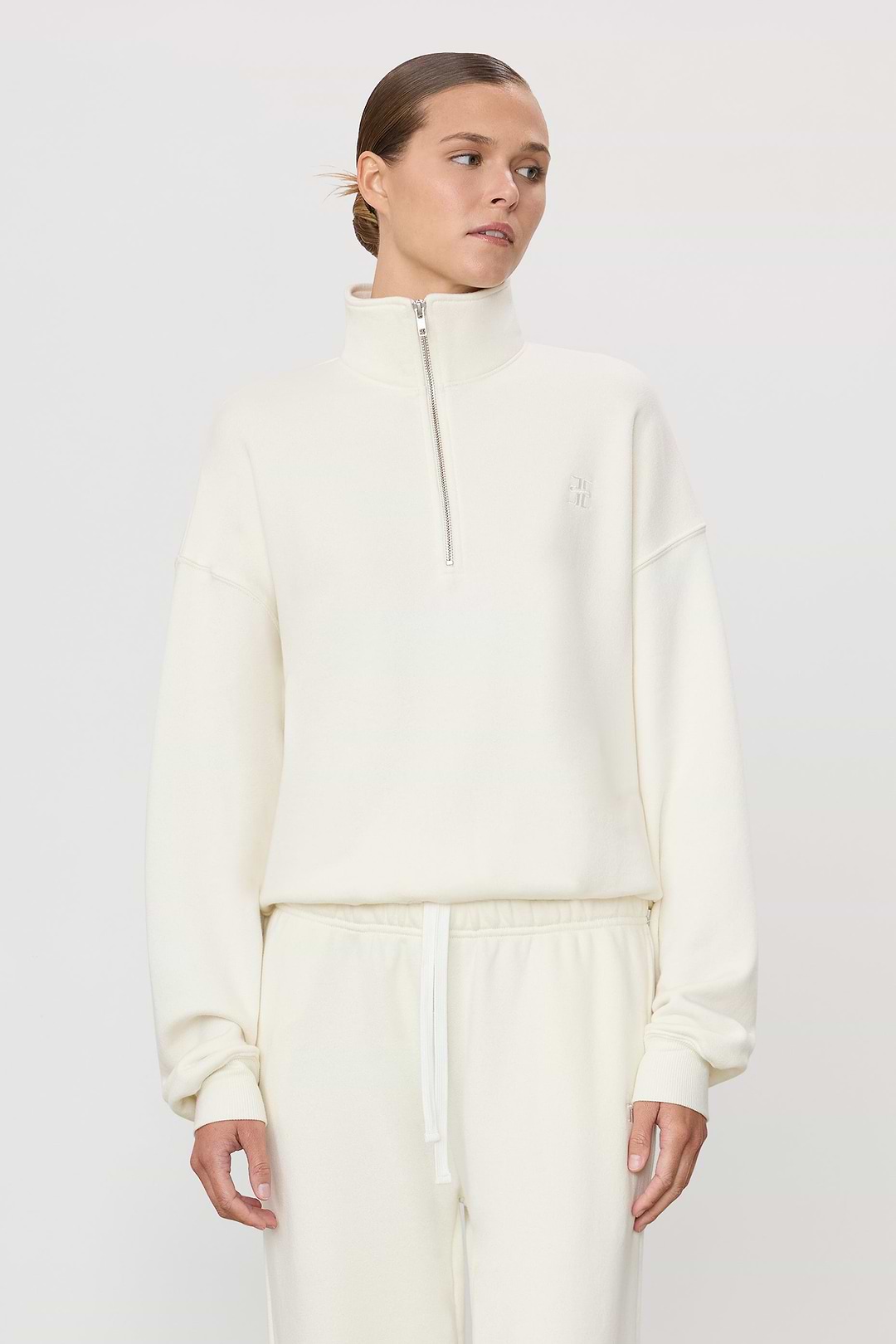 Oversized Half-zip Sweatshirt | French Terry | Cream