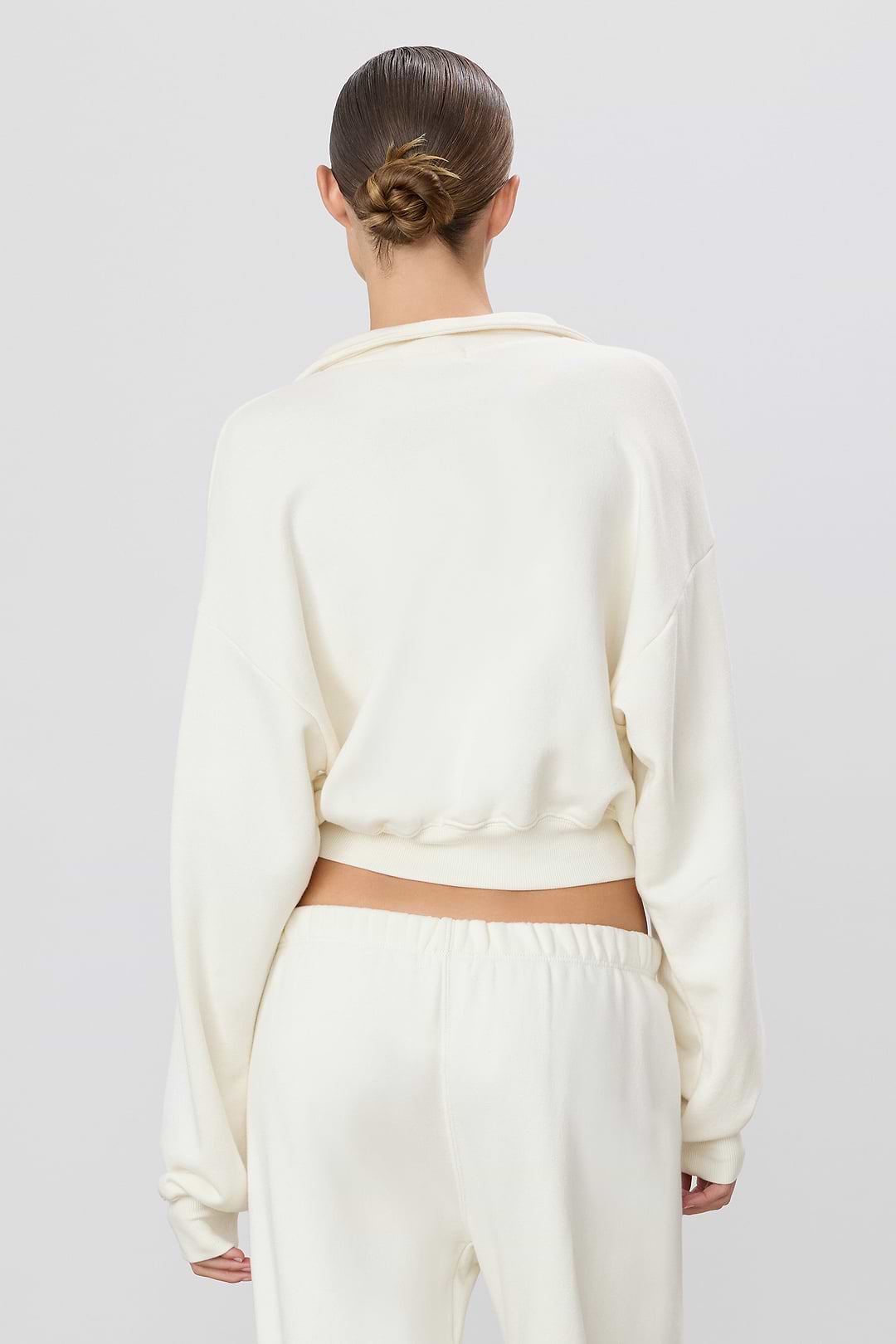 Cropped Half-zip Sweatshirt | French Terry | Cream