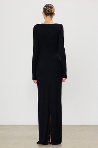 Eterne Long Sleeve Boatneck Maxi Dress in Black - Size XL Eterne Long Sleeve Boatneck Maxi Dress in Black - Size XL