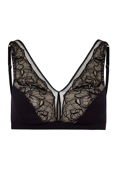 Front cutout view of HA black modal/viscose/tencel Soft Cup Bra