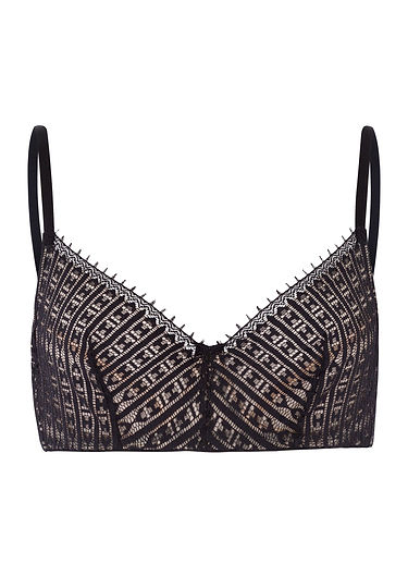 Front cutout view of Hanro black modal/viscose/tencel U/wire Bra