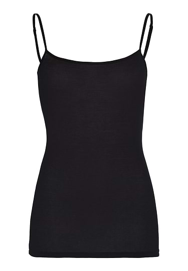Front cutout view of Hanro black cotton Spaghetti Top