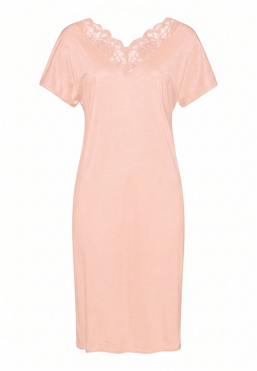 Front cutout view of HA morning glow modal/viscose/tencel S/SLV Nightdress 100cm