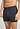 Close-up view of a men model wearing HA charcoal melange modal/viscose/tencel Boxers