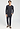 Full-body view of a men model wearing HA charcoal melange modal/viscose/tencel L/SLV Shirt V-Neck