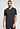 Front view of a men model wearing HA charcoal melange modal/viscose/tencel S/SLV Shirt V-Neck