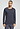 Front view of a men model wearing HA stormy gray cotton L/SLV Henley Shirt
